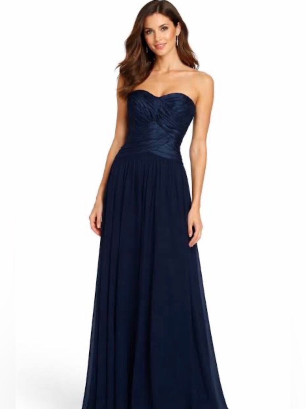 💙 NWOT JS Boutique Navy Blue Strapless Full Length Formal Dress / Gown 2 (01652)